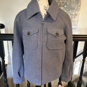 Avec Les Filles Utility Felted Full Zip Up‎ Shacket Jacket Blueishgray Size M